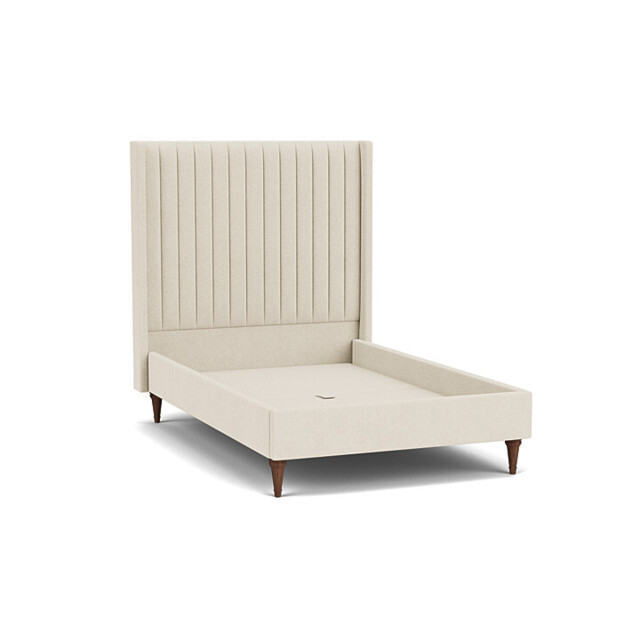 White Chenille Double Bed Frame - Modern Style Bed With Headboard In Stain Resistant Chenille - Wokingham Range - image 1