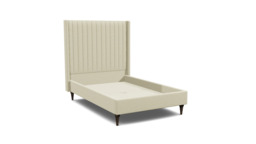 White Chenille Double Bed Frame - Modern Style Bed With Headboard In Stain Resistant Chenille - Wokingham Range