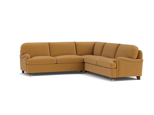 Orange Velvet 3.5 Seater Corner Sofa - Traditional Style Custom Sofa In Stain Resistant Velvet - Helston Range - image 1
