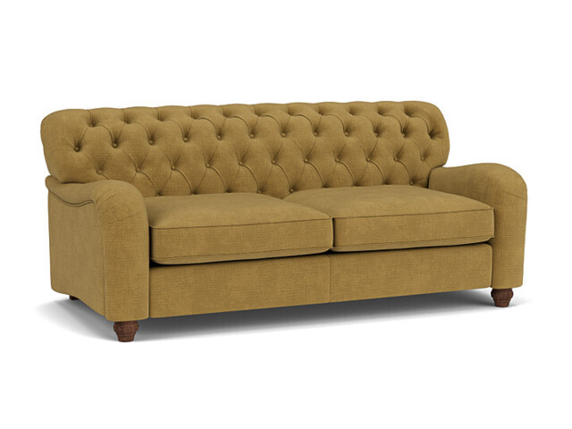 Yellow Velvet 3.5 Seater Sofa - Traditional Button Back Custom Sofa In Stain Resistant Velvet - Bakewell Range - image 1
