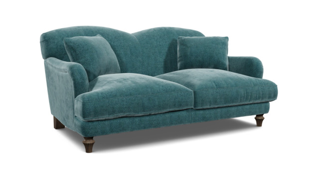 Teal Velvet 2 Seater Sofa - Traditional Style Custom Sofa In Stain Resistant Velvet - Evelyn Range - image 1