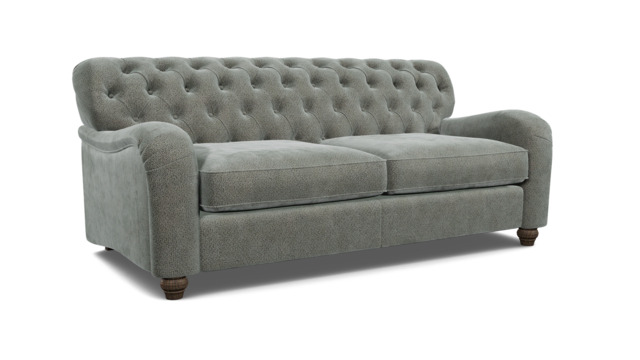 Grey Fabric 3.5 Seater Sofa - Traditional Button Back Custom Sofa In Easy Clean Fabric - Bakewell Range - image 1