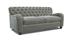 Grey Fabric 3.5 Seater Sofa - Traditional Button Back Custom Sofa In Easy Clean Fabric - Bakewell Range - thumbnail 1