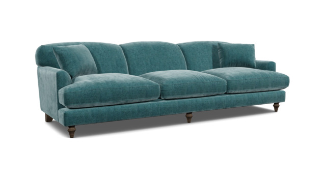 Teal Velvet 3 Seater Sofa - Traditional Style Custom Sofa In Stain Resistant Velvet - Galloway Range - image 1