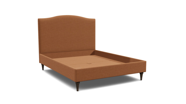 Orange Velvet King Size Bed Frame - Traditional Low End With Large Headboard In Stain Resistant Velvet - Avebury Range - image 1