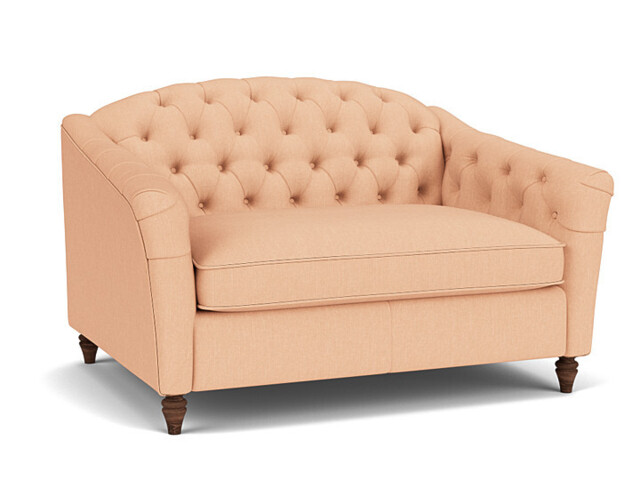 Pink Velvet Loveseat Armchair - Traditional Snuggler Cuddler Custom Arm Chair In Stain Resistant Velvet - Payton Range - image 1