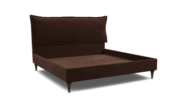 Brown Velvet Emperor Size Bed Frame - Traditional Low End With Large Headboard In Easy Clean Velvet - Lyndhurst Range - image 1