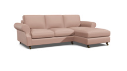 Pink 3 Seater Corner Sofa - Modern Style Fabric Luxury Premium Corner Sofa - Kendal Range - thumbnail 1
