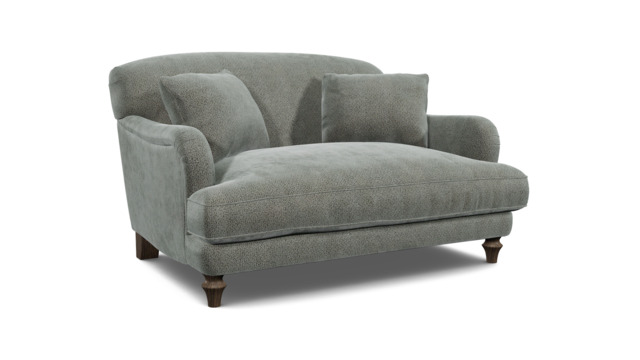 Grey Fabric Loveseat Armchair - Traditional Snuggler Cuddler Custom Arm Chair In Easy Clean Fabric - Evelyn Range - image 1