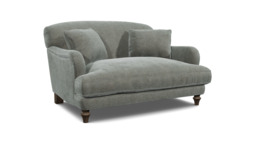 Grey Fabric Loveseat Armchair - Traditional Snuggler Cuddler Custom Arm Chair In Easy Clean Fabric - Evelyn Range