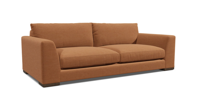 Orange Velvet 3 Seater Sofa - Modern Style Chunky Custom Sofa In Stain Resistant Velvet - Kingston Range - image 1