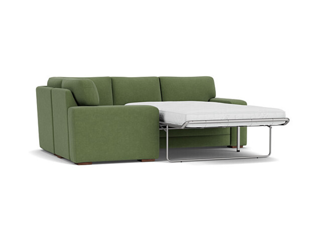 Green Linen 1X2.5 Seater Corner Sofabed - Modern Pull Out Custom Sofa Bed - Sloane Range - image 1
