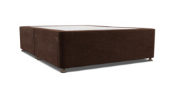 Brown Velvet Double Bed Divan - Modern Style Divan Base In Easy Clean Velvet - Barnsley Range