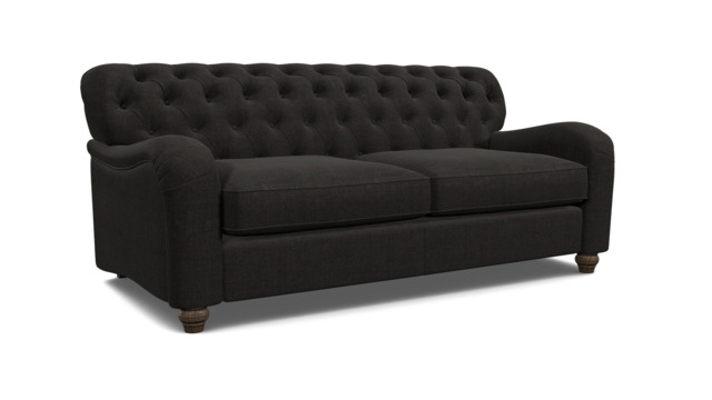 Black Velvet 3.5 Seater Sofa - Traditional Button Back Custom Sofa In Easy Clean Velvet - Bakewell Range - image 1