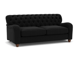 Black Velvet 3.5 Seater Sofa - Traditional Button Back Custom Sofa In Easy Clean Velvet - Bakewell Range