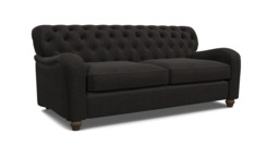 Black Velvet 3.5 Seater Sofa - Traditional Button Back Custom Sofa In Easy Clean Velvet - Bakewell Range