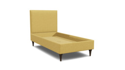Yellow Velvet Single Bed Frame - Traditional Low End With Large Headboard In Stain Resistant Velvet - Yarnmouth Range - thumbnail 1