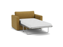 Yellow Velvet Loveseat Armchair Sofabed - Modern Pull Out Chair Bed In Stain Resistant Velvet - Bromley Range