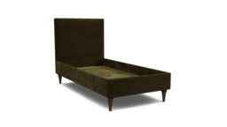 Green Linen Single Bed Frame - Traditional Low End With Large Headboard - Yarnmouth Range