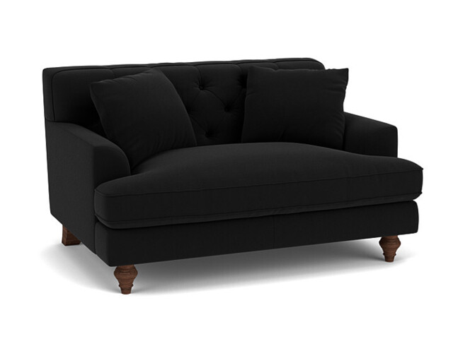 Black Velvet Loveseat Armchair - Traditional Snuggler Cuddler Custom Arm Chair In Easy Clean Velvet - Charnwood Range - image 1