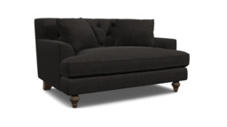 Black Velvet Loveseat Armchair - Traditional Snuggler Cuddler Custom Arm Chair In Easy Clean Velvet - Charnwood Range