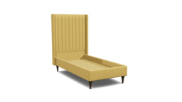 Yellow Velvet Single Bed Frame - Modern Style Bed With Headboard In Stain Resistant Velvet - Wokingham Range