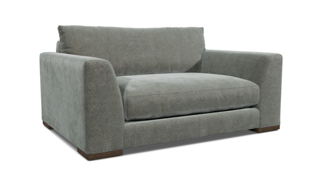 Grey Fabric Loveseat Armchair - Modern Snuggle Cuddler Custom Arm Chair In Easy Clean Fabric - Kingston Range - image 1