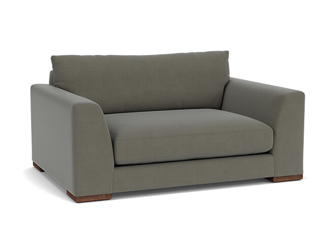 Grey Fabric Loveseat Armchair - Modern Snuggle Cuddler Custom Arm Chair In Easy Clean Fabric - Kingston Range - image 1