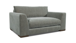 Grey Fabric Loveseat Armchair - Modern Snuggle Cuddler Custom Arm Chair In Easy Clean Fabric - Kingston Range - thumbnail 1