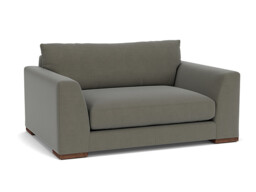 Grey Fabric Loveseat Armchair - Modern Snuggle Cuddler Custom Arm Chair In Easy Clean Fabric - Kingston Range - thumbnail 1