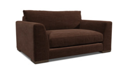 Brown Velvet Loveseat Armchair - Modern Snuggle Cuddler Custom Arm Chair In Easy Clean Velvet - Kingston Range - thumbnail 1