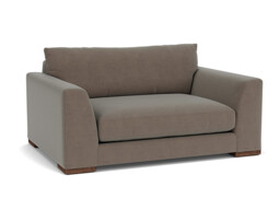 Brown Velvet Loveseat Armchair - Modern Snuggle Cuddler Custom Arm Chair In Easy Clean Velvet - Kingston Range - thumbnail 1
