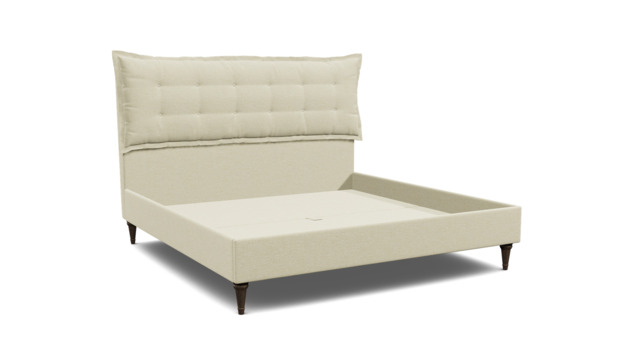 White Chenille Emperor Size Bed Frame - Traditional Low End With Large Headboard In Stain Resistant Chenille - Lyndhurst Range - image 1