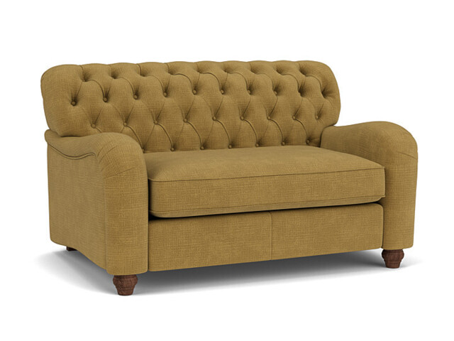 Yellow Velvet Loveseat Armchair - Traditional Snuggler Cuddler Custom Arm Chair In Stain Resistant Velvet - Bakewell Range - image 1
