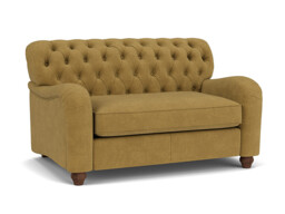 Yellow Velvet Loveseat Armchair - Traditional Snuggler Cuddler Custom Arm Chair In Stain Resistant Velvet - Bakewell Range