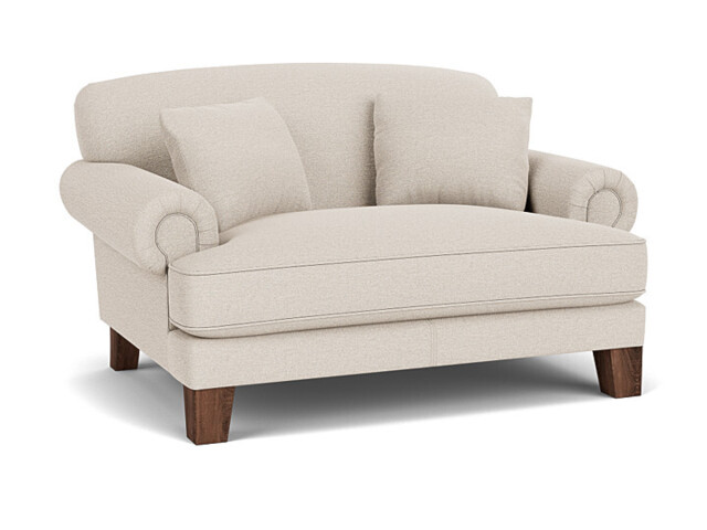 Cream Fabric Loveseat Armchair - Traditional Snuggler Cuddler Custom Arm Chair - Thatcham Range - image 1