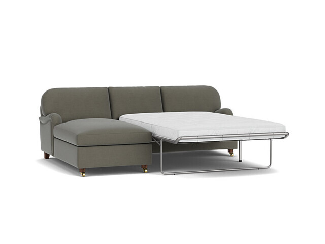 Grey Fabric 3 Seater Sofabed With Chaise - Traditional Fold Out Custom Sofa Bed In Easy Clean Fabric - Helston Range - image 1
