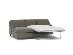 Grey Fabric 3 Seater Sofabed With Chaise - Traditional Fold Out Custom Sofa Bed In Easy Clean Fabric - Helston Range