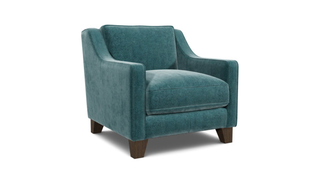 Teal Velvet Armchair - Modern Accent Custom Arm Chair In Stain Resistant Velvet - Banbury Range - image 1