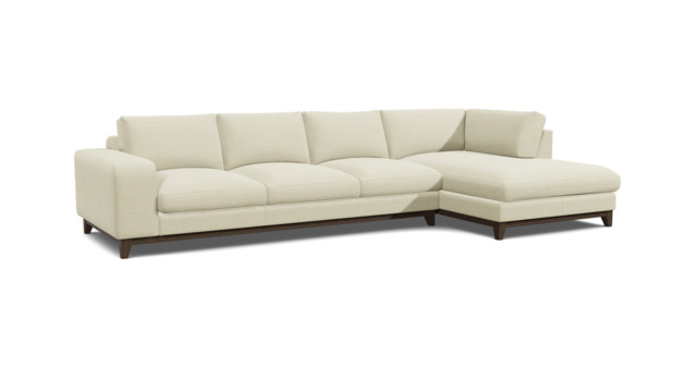 White Chenille 4 Seater Sofa With Chaise - Modern Style Custom Sofa In Stain Resistant Chenille - Kingly Range - image 1