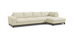 White Chenille 4 Seater Sofa With Chaise - Modern Style Custom Sofa In Stain Resistant Chenille - Kingly Range - thumbnail 1