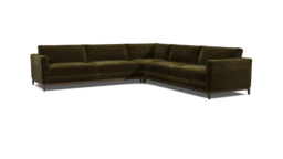 Green Linen Large Corner Sofa - Modern Style Corner Custom Sofa - Darwin Range