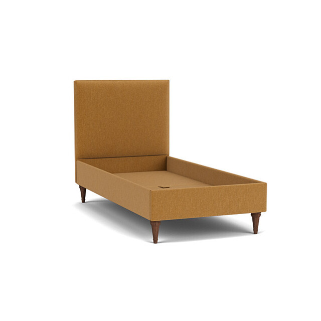 Orange Velvet Single Bed Frame - Traditional Low End With Large Headboard In Stain Resistant Velvet - Yarnmouth Range - image 1