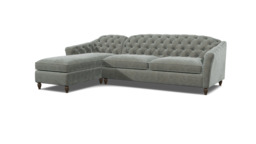 Grey 3.5 Seater Corner Sofa - Traditional Chesterfield Style Fabric Luxury Premium Corner Sofa - Payton Range - thumbnail 1