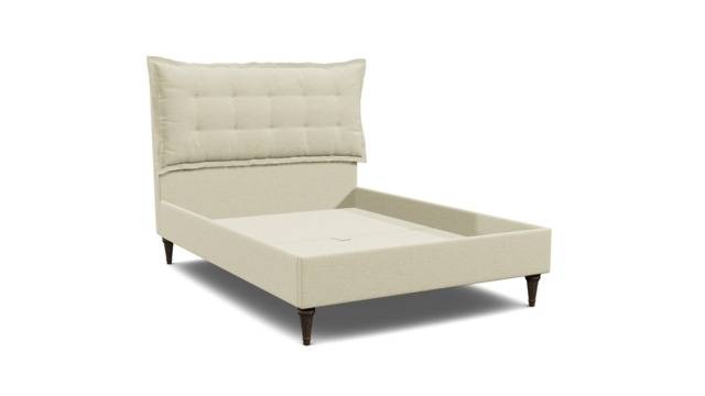White Chenille King Size Bed Frame - Traditional Low End With Large Headboard In Stain Resistant Chenille - Lyndhurst Range - image 1