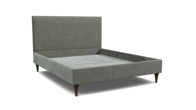 Grey Fabric King Size Bed Frame - Traditional Low End With Large Headboard In Easy Clean Fabric - Yarnmouth Range - image 1