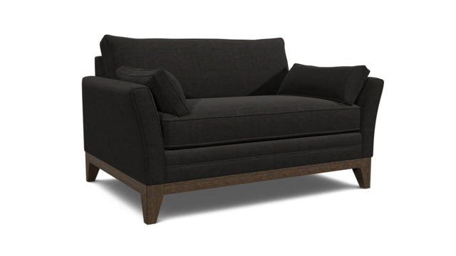 Black Velvet Loveseat Armchair - Modern Snuggle Cuddler Custom Arm Chair In Easy Clean Velvet - Exmouth Range - image 1