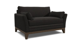 Black Velvet Loveseat Armchair - Modern Snuggle Cuddler Custom Arm Chair In Easy Clean Velvet - Exmouth Range - thumbnail 1