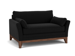 Black Velvet Loveseat Armchair - Modern Snuggle Cuddler Custom Arm Chair In Easy Clean Velvet - Exmouth Range - thumbnail 1