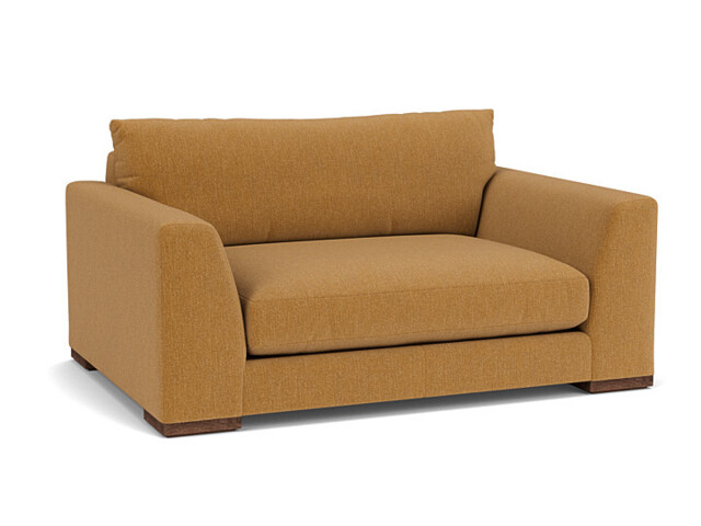 Orange Velvet Loveseat Armchair - Modern Snuggle Cuddler Custom Arm Chair In Stain Resistant Velvet - Kingston Range - image 1